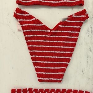 Victoria's Secret Red and White Striped Swimwear